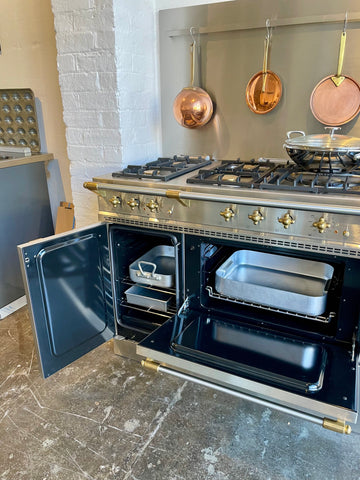 *SOLD* Saulieu 1105 wide stainless steel and brass 5 gas burners