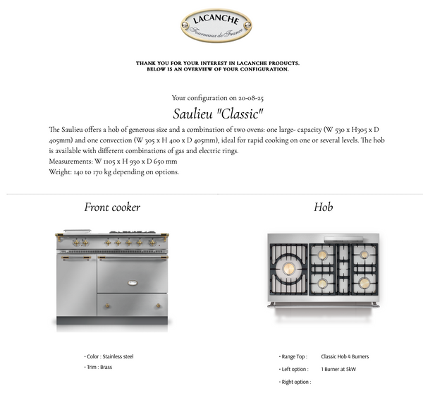 *SOLD* Saulieu 1105 wide stainless steel and brass 5 gas burners